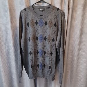 NWOT Enzo Mantovani  100 Merina Extra Fine Wool Argyle Sweater Size XL
